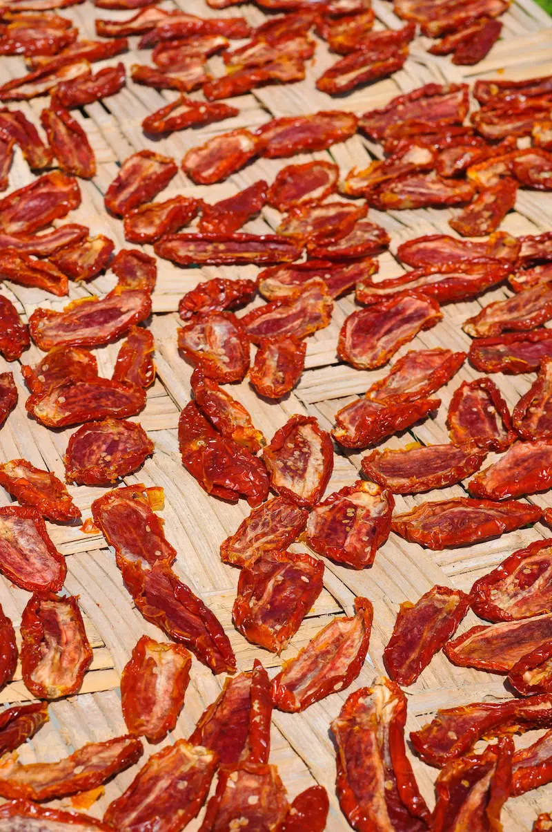 San Marzano tomatoes put in the sun to make them dry